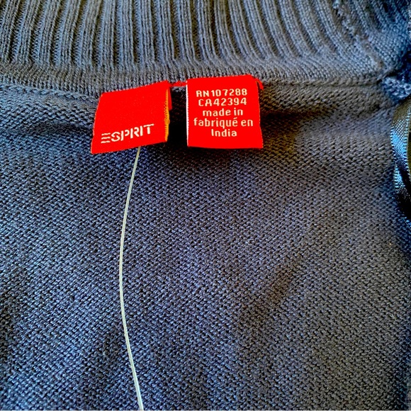 Esprit Short Sleeve Crop Sweater Button Tie Waist XS - Picture 2 of 6